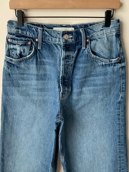 MOTHER SUPERIOR Jeans Full-Pipe Flood It’s a Small World Blue Size 27 - Picture 4 of 14